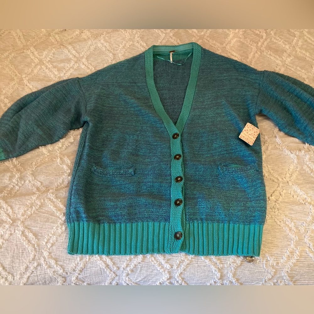 FREE PEOPLE Snowdrop Cardigan Sweater Blue Nile NWOT